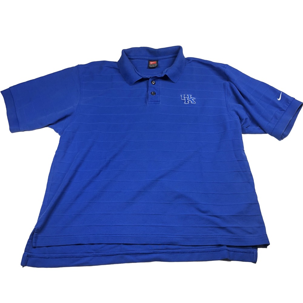 Vintage Kentucky Wildcats Nike Polo Shirt Mens L Blue UK NCAA Basketball *HOLE